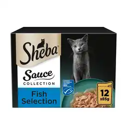 Tesco Sheba Sauce Collection Cat Food Pouches Fish Selection 12x85g offer