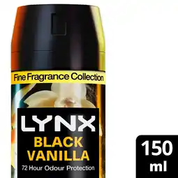Tesco Lynx Black Vanilla 72h Fine Fragrance Deodorant Bodyspray for Men 150ml offer