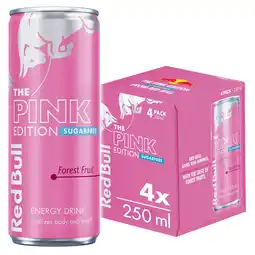 Tesco Red Bull The Pink Edition Sugarfree Energy Drink - Forest Fruit 4 x 250ml offer