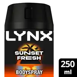Tesco Lynx Deodorant Bodyspray Sunset Fresh 250ml offer