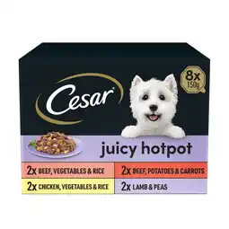 Tesco Cesar Juicy Hotpot Wet Dog Food Tray Mixed in Gravy 8x150g offer