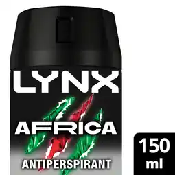 Tesco Lynx Africa 72h Antiperspirant Deodorant for Men 150ml offer