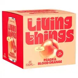 Tesco Living Things Peach & Blood Orange Soda 4x 330ml offer