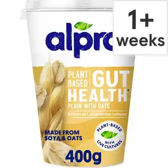 Tesco Alpro Gut Health Oats Natural Dairy Free Yoghurt Alternative 400g offer