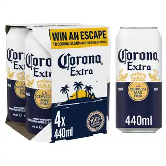 Tesco Corona Extra Beer 4 x 440ml offer