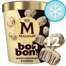 Tesco MAGNUM BON BON WHITE CHOCOLATE & COOKIES ICE CREAM BITES X12 204ML offer