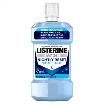Tesco Listerine Advanced Nightly Reset Mouthwash 500ml offer