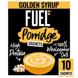 Tesco FUEL10K Golden Syrup Protein Porridge Oat Cereal Sachets 10x36g offer