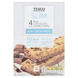 Tesco Tesco Slim Milk Chocolate Crunch Meal Replacement Bars 4 x 60g offer