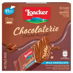 Tesco Loacker Chocolaterie Milk Chocolate Wafer Bars 4 x 17.5g offer