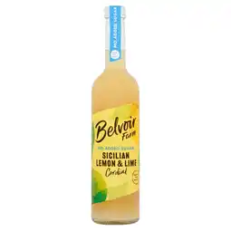 Tesco Belvoir Farm No Added Sugar Sicilian Lemon & Lime Cordial 500ml offer