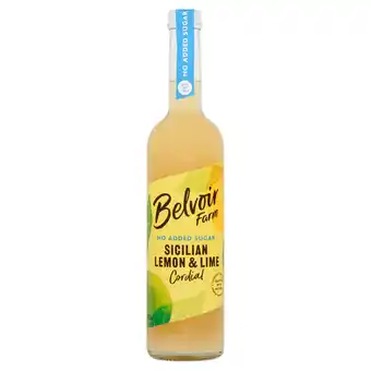 Tesco Belvoir Farm No Added Sugar Sicilian Lemon & Lime Cordial 500ml offer