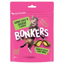 Tesco Bonkers Cat Treats - Catnip, Chick 'N' Cheddar Flavour 180g offer