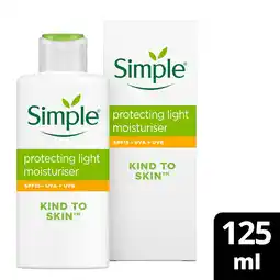 Tesco Simple Kind To Skin Protecting Light Moisturiser Spf 15 125Ml offer