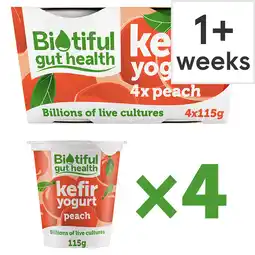 Tesco Biotiful Gut Health Multipack Kefir Yogurt Peach 115g x 4 offer