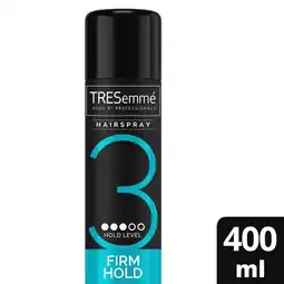 Tesco Tresemme Firm Hold Hair Spray 400Ml offer