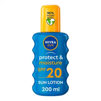 Tesco NIVEA SUN Protect & Moisture Sun Cream Spray SPF20 200ml offer