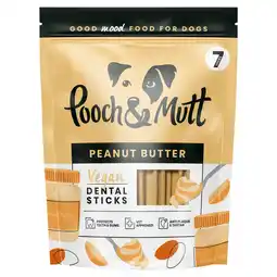 Tesco Pooch & Mutt Vegan Dental Sticks - Peanut Butter 7 Pack 251g offer