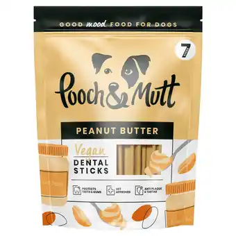 Tesco Pooch & Mutt Vegan Dental Sticks - Peanut Butter 7 Pack 251g offer