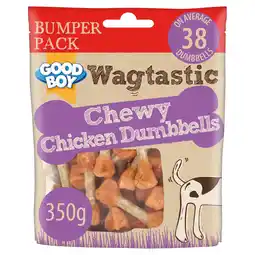 Tesco Wagtastic Chicken Dumbbells Dog Chews 350G offer