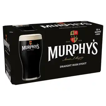Tesco Murphy's Draught Irish Stout Can 10x440ml offer