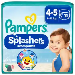 Tesco Pampers Splasher Baby Shark Size 4-5 Swim Nappies 11 Pack offer