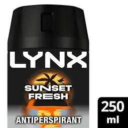 Tesco Lynx Antiperspirant Deodorant Sunset Fresh 250ml offer