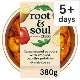Tesco Root & Soul Flame seared peppers with smoked paprika potatoes & chickpeas 380g offer