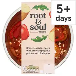 Tesco Root & Soul Flame seared peppers with smoked paprika potatoes & chickpeas 380g offer