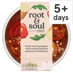 Tesco Root & Soul Flame seared peppers with smoked paprika potatoes & chickpeas 380g offer