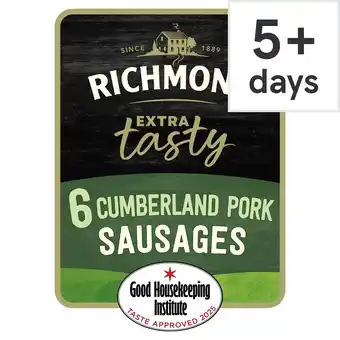 Tesco Richmond Extra Tasty 6 Pork Cumberland Sausages 400g offer