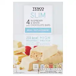 Tesco Tesco Slim Raspberry & White Chocolate Meal Replacement Bars 4 x 60g offer