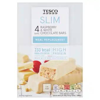 Tesco Tesco Slim Raspberry & White Chocolate Meal Replacement Bars 4 x 60g offer
