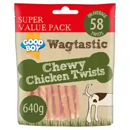 Tesco Good Boy Wagtastic Chewy Chicken Twist 640G offer