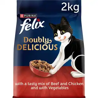 Tesco Felix Dry Doubly Delicious Beef, Chicken & Vegetables Cat Food 2kg offer