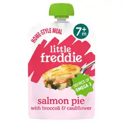 Tesco Little Freddie Organic Salmon Pie with Broccoli & Cauliflower meal pouch 7m+ 120g offer
