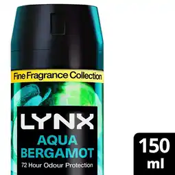 Tesco Lynx Aqua Bergamot 72h Fine Fragrance Deodorant Bodyspray for Men 150ml offer