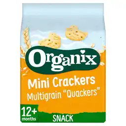 Tesco Organix Mini Crackers Multigrain Quackers 80g 12m+ offer