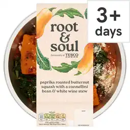 Tesco Root & Soul Paprika roasted butternut squash with a cannellini bean & white wine stew 380g offer