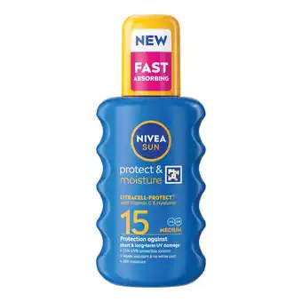 Tesco NIVEA SUN Protect & Moisture Sun Cream Spray SPF15 200ml offer