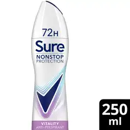 Tesco Sure Nonstop Protection 72H Vitality Anti-perspirant 250ml offer