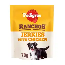 Tesco Pedigree Ranchos Jerkies Dog Food Treat with Chicken 70g offer