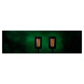 Tesco TESCO OUTDOOR SOLAR BLACK RATTAN FLAME EFFECT STAKE LIGHT offer