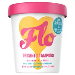 Tesco Flo Organic Tampons 8 Regular & 6 Super Size offer