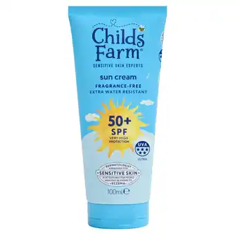Tesco Childs Farm SPF50 Sun Cream Fragrance Free 100ml offer