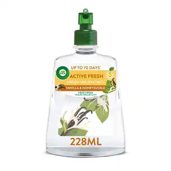 Tesco Airwick Active Fresh Refill Vanilla And Honey Suckle 228Ml offer