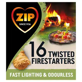 Tesco Zip 100% Natural Twisted Firestarter 16 Pack offer