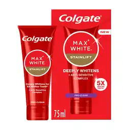 Tesco Colgate Max White StainLift Whitening Toothpaste 75ml offer