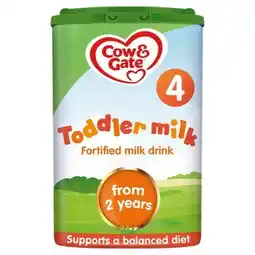Tesco Cow & Gate 4 Toddler Milk Formula 2+ Years 800g offer