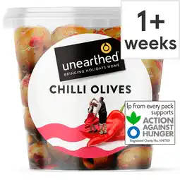 Tesco Unearthed Chilli Olives 330g offer